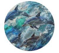 Dolphins Joyfully Leaping 195 Piece Circular Puzzle Animal Shape Educational Stress Relief Puzzle All Ages Home Decor Creative Design Educational Challenging 195 PCS