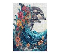 Dolphins Joyfully Leaping 300 Pcs Jigsaw Puzzles Puzzles for Adults Teens Fun Family Game Team Building Stress Reducing Autumn Gift Durable Recycled Material 300 PCS