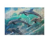 Dolphins Joyfully Leaping 300-piece Jigsaw Puzzle Set For Adults Teens 14+ Logic Skill Indoor Game Family Game Night Summer Durable Material 300 PCS