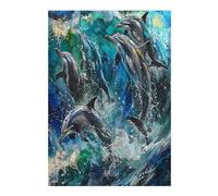 Dolphins Joyfully Leaping 300-piece Jigsaw Puzzle Set For Adults Teens 14+ Logic Skill Indoor Game Family Game Night Summer Paperboard 300 PCS