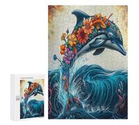 Dolphins Joyfully Leaping 300 Piece Jigsaw Puzzles Suitable All AgesJigsaws Parent-Child Quality Time Vibrant Puzzle Ideal Festival Gift Home Decor 300 PCS