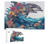 Dolphins Joyfully Leaping 300 Piece Jigsaw Puzzles Suitable All AgesJigsaws Perfect Festival Gift Family Gathering Brainteasing Relaxation Living Room 300 PCS