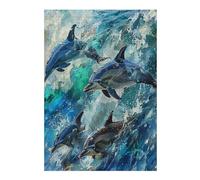Dolphins Joyfully Leaping 300 Piece Pack Classic Jigsaw Puzzle Couple Puzzle Partners Ultra Difficult Wall Decor Easter New Year Eco Friendly Cardboard 300 PCS