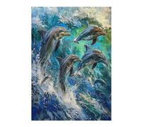 Dolphins Joyfully Leaping 300 Piece Pack Classic Jigsaw Puzzle Couple Puzzle Partners Ultra Difficult Wall Decor Easter New Year Paperboard Material 300 PCS