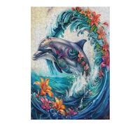 Dolphins Joyfully Leaping 300 Piece Pack DIY Jigsaw Puzzle Collectors Ultra Difficult Educational Decorative Puzzle Gifts for Adults Birthday Sturdy Paperboard 300 PCS