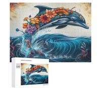 Dolphins Joyfully Leaping 500 Piece Jigsaw Puzzles All AgesJigsaws Evening Relaxation Routine Vibrant Puzzle Stress Relief Home Decor 500 PCS