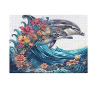 Dolphins Joyfully Leaping 500 Piece Pack DIY Jigsaw Puzzle Collectors Cognitive Development Educational Decorative Puzzle Gifts for Adults High-grade Cardboard 500 PCS