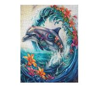 Dolphins Joyfully Leaping 500 Pieces Classic Jigsaw Puzzle Puzzle for Adults Decompression Wall Art Mental Exercise Lightweight Recycled Material 500 PCS