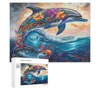 Dolphins Joyfully Leaping 500Pc Jigsaw Puzzles Adults KidsJigsaws Weekend Parent Child Activity After Work Stress Relief Vibrant Gift Home Decor 500 PCS