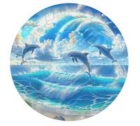 Dolphins Joyfully Leaping 68 Piece Circular Jigsaw Puzzle Animal Shape Durable Large Format Puzzle Stress Relief Home Decor Gift Educational Challenging 68 PCS
