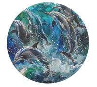 Dolphins Joyfully Leaping 68 Piece Round Jigsaw Puzzle Animal Shape Premium Family Puzzle Stress Relief Relaxing Activity Home Decor Creative Design 68 PCS