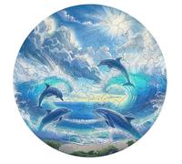 Dolphins Joyfully Leaping 68 Piece Round Puzzle Animal Shape Premium Relaxing Puzzle for Adults & Kids Creative Challenge Home Decor Gift Educational 68 PCS