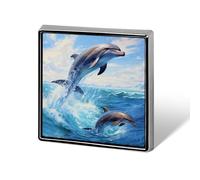 Dolphins Jump from The Sea Custom Lapel Pins Square Brooch Tie Suit Dress Accessories for Men Women Wedding Birthday