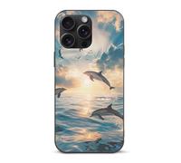 Dolphins Jumping in The Sea Compatible with iPhone 15/15 Plus/15 Pro/15 Pro Max Phone Case TPU Protective Cover Shockproof Anti-Scratch