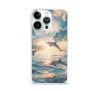 Dolphins Jumping in The Sea Compatible with iPhone 15/15 Plus/15 Pro/15 Pro Max Phone Case TPU Protective Cover Shockproof Anti-Scratch