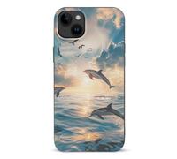 Dolphins Jumping in The Sea Compatible with iPhone 15/15 Plus/15 Pro/15 Pro Max Phone Case TPU Protective Cover Shockproof Anti-Scratch