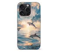 Dolphins Jumping in The Sea Compatible with iPhone 15/15 Plus/15 Pro/15 Pro Max Phone Case TPU Protective Cover Shockproof Anti-Scratch