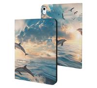 Dolphins Jumping in The Sea Slim Case Compatible with iPad 10th 9th 8th 7th Generation 2022 2021 2020 2019 Protective Cover Stand