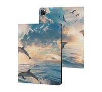Dolphins Jumping in The Sea Slim Case Compatible with iPad 10th 9th 8th 7th Generation 2022 2021 2020 2019 Protective Cover Stand