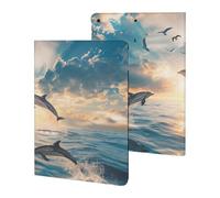 Dolphins Jumping in The Sea Slim Case Compatible with iPad 10th 9th 8th 7th Generation 2022 2021 2020 2019 Protective Cover Stand
