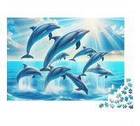 Dolphins Jumping Jigsaw Puzzle Animal 1000 Pieces Eco-friendly Paper Bundle for Adults 12+ Home Decor Puzzle 38x26cm/1000pcs