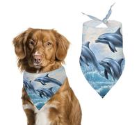 Dolphins Jumping Out Of Ocean Waves Dog Bandana Pet Scarf for Small Medium Large Dogs Triangle Bibs Photo Prop Gift