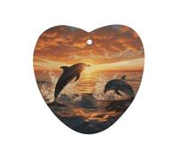 Dolphins Jumping Out Of The Water At Sunset Car Air Freshener Hanging, Long Lasting Scented Car Aromatherapy Tablets, Love form Fragrance Scented Cards for Vehicles, Bedroom, Wardrobe Gray-style