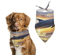 Dolphins Jumping Out of The Water at Sunset Dog Bandana Adjustable Pet Scarf Soft Washable Polyester Triangle Bib Lightweight Breathable Pet Bib for Dogs Cats Puppies Suitable for Holiday Birthday