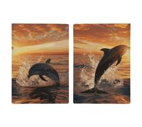 Dolphins Jumping Out Of The Water At Sunset Printed Passport Cover Case Passport Holder For Travel Passport Cards Protector Travel Covers Wallet Case RFID Blocking Leather Card Case for Women Men,