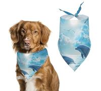 Dolphins Jumping Out of Water Dog Bandana Pet Scarf for Small Medium Large Dogs Triangle Bibs Photo Prop Gift
