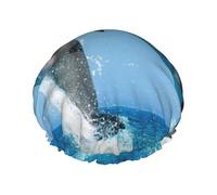 Dolphins Jumping Winter Double Layer Elastic Waterproof Shower Cap Reusable Bath Cap
