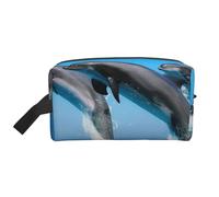 Dolphins Jumping WinterMakeup Trave Bag for Women,Cosmetic Large Capacity Organizer