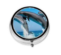 Dolphins Jumping WinterMeta Pill Box 3 Compartment Medicine Case,Portable Organizer