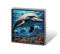 Dolphins Lapel Pin for Men Brooches And Pins for Women Square Metal Badge for Shirts, Jackets, Hats | Durable Fashion Accessory & Gift for Men, Women, Events