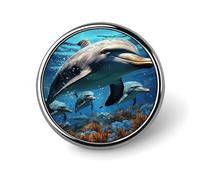 Dolphins Lapel Pin for Men Little Fat Tiger Head Fashion Brooch Pin -Cute Enamel Badges, Aluminum Alloy Metal Pinback for Hats, Shirts, Bags, Jackets & Accessories (1 Inch Round Button Pins)