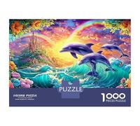 Dolphins Leap by Rainbow And Castle 1000-Piece Jigsaw Puzzle Playful Dolphin Great for Game Nights, Adults & Kids 52x38cm/1000pcs