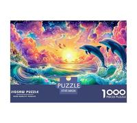 Dolphins Leap, Vivid Waves, Castle & Blooms 1000-Piece Jigsaw Puzzle Dolphin Challenging Game for Men, Women & Elders 38x26cm/1000pcs