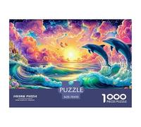Dolphins Leap, Vivid Waves, Castle & Blooms 1000-Piece Jigsaw Puzzle Dolphin Ideal for Birthday Giving 70x50cm/1000pcs