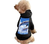 Dolphins Leaping over Blue Sky Dog Hoodie Shirts Pet Clothes for Small Puppy Cat Costume S