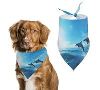 Dolphins Ocean Blue Sky Printed Dog Bandanas Funny Pets Triangle Scarf Puppies Handkerchief for Small Medium Large Dogs Cats Pet