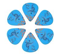 Dolphins Ocean Life 6 Pack Guitar Picks With Case Colorful Guitar Plectrums Thin Medium Heavy Accessory For Acoustic Ukulele Bass