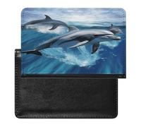 Dolphins Passport Holder Vaccine Card Holder Waterproof Passport Wallet Travel Document Organizer for Airport Essentials