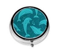 Dolphins PatternMeta Pill Box 3 Compartment Medicine Case,Portable Organizer
