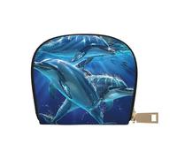 Dolphins Printed Card Holder Wallet, Women's PU Leather Card Case Wallet & Pocket Wallet