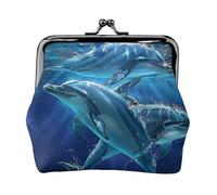 Dolphins Printed Coin Purse Pouch-Mini Coin Wallet,Change Purse,Leather Coin Pouch Holder For Woman Girls, Black, One Size, Modern,european Style, Retro