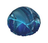 Dolphins Printed Shower Cap,Waterproof Shower Cap For Women Reusable Shower Hat Bath Caps With Elastic Band