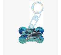 Dolphins Printing Dog Tag Bone Shaped Double Sided Pattern Dog Id Tags Bone Shaped Pet Name Tags Dog Collar Tags