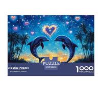 Dolphins Puzzle 1000 Piece Sunset Beach Puzzles Family Puzzle Game Have Fun Learning 100% Recycled Cardboard for Kids 38x26cm/1000pcs