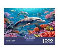 Dolphins Puzzles for Adults 1000 Pieces with Anti-glare Surface Jigsaws for Adults Playful Dolphin for Relaxing Activities for Adults And Mindfulness Activities As Mother‘s Day Gift 52x38cm/1000pcs