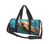 Dolphins Sea Turtle Coral Reef Duffel Bags for Women Men, Foldable Travel Totes Bag for Airplane Essentials, Weekender Overnight Bags Large Sport Gym Bag Carry On Luggage Bag with Strap